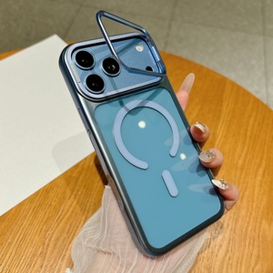 New Magnetic Electroplating Clear Phone Case for <b>iPhone</b> 18 15 16 17 Pro Max Air With Hidden Lens Bracket Protective Back Cover - Product Image 1