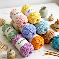 6mm 100G/80M Cotton Blended Ring Spun Dyed Yarn Crafts Crochet Chenille Chunky Knit Yarn for Embroidery Sewing Hand Knitting