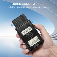 Dompet Kartu Magnetik Minimalis 2 in 1 dengan Tombol Tekan, Dompet Popup Mag Safe untuk Pria