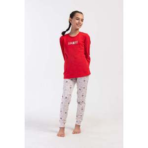 Conjunto de pijama para niña Supreme Lyc con cuello redondo y falda de manga larga con puños ovalados, tallas 9-10/15-16 - Product Image 4