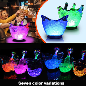 Discothèque Party Seaux à glace en bouteille de <span class=keywords><strong>champagne</strong></span> à double poignée pour les fêtes Seau à glace à vin léger multicolore en plastique transparent - Product Image 4