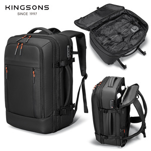 Kingsons Business <b>Backpack</b> 20-35L Waterproof Laptop Compartment Men's Travel Bag Solid Color <b>Black</b> Handle Winter 2025 - Product Image 2