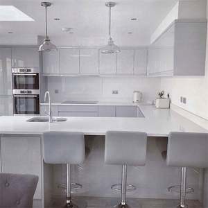 Meubles de cuisine au design moderne, panneau PVC brillant, nouveaux styles, mur complet, profil en feuille acrylique, vente en gros, armoire en bois du Ghana - Product Image 4