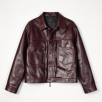 Blouson de moto en cuir personnalisé OEM/ODM avec logo et impression graphique, fermeture éclair, col rabattable, grandes tailles pour hommes