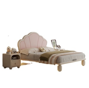 Letto per Bambini in Legno Massello Stile Francese Moderno, Design Principessa, Ecologico e Durevole, con Testiera Morbida e Design <span class=keywords><strong>Salvaspazio</strong></span> - Product Image 2