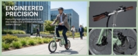 Vélo électrique Hottech, cadre en aluminium de 16 pouces, batterie au lithium, moteur sans balais 250W 36V, roue arrière pliable, suspension, gris, écran LED numérique