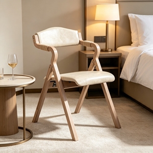 Fauteuil pliant rembourré à rayures, structure en X en bois d'hévéa, rangement facile, pour événements, vente en gros, accoudoirs en corde tressée - Product Image 1
