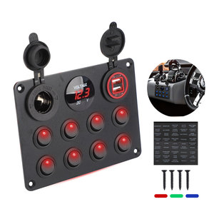 12-24V Boat <b>Switch</b> Panel With Dual <b>USB</b> Charger Digital Voltage Display Red LED Lights For Marine Use - Product Image 4