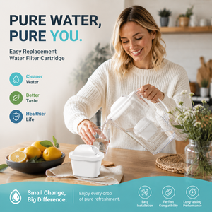Cartouche de filtre à eau au charbon actif pour pichet filtrant domestique – Remplacement pour purificateurs d'eau potable - Product Image 1