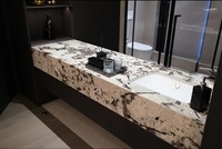 Grande dalle d'onyx italien poli moderne, prix au pied carré, pour panneau mural intérieur d'hôtel, décoration de douche