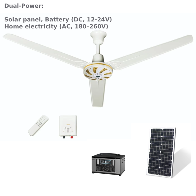 56 Inch Solar-Ready Integrated Control Compatible Hybrid AC/DC Ceiling Fan with Remote 5 Speed Energy Saving Ceiling Fan