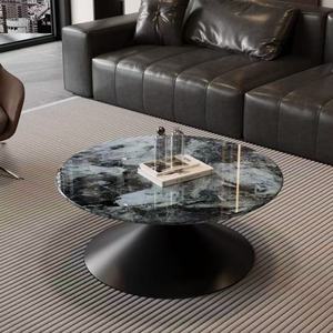 Mesa de Té de Mármol Estilo Italiano, Redonda, Minimalista, Diseño Flotante de Lujo Ligero para Salas de Estar Modernas Pequeñas - Product Image 1