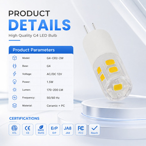 Bombillas LED G4 de 1.5W AC DC 12V 2700K 6000K Blanco Cálido/Frío SMD 2835 170-200LM Venta al por Mayor para Iluminación Interior del Hogar - Product Image 3
