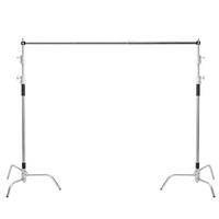 Support de fond photo, trépied magique, cadre en acier inoxydable en forme de C, perche télescopique de 3 mètres, support pour écran vert