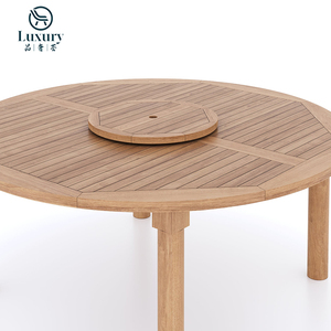 Bộ bàn ghế ngoài trời bằng gỗ tếch hiện đại, sang trọng, hình tròn, dùng cho sân vườn - Product Image 4