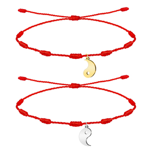 Coppia o amicizia 2 bracciali 7 nodi con ciondolo in acciaio inox braccialetto Fine - Product Image 1