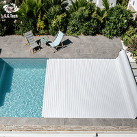 Couverture de piscine automatique Water Crown en polycarbonate, couverture de sécurité rétractable électrique pour villa