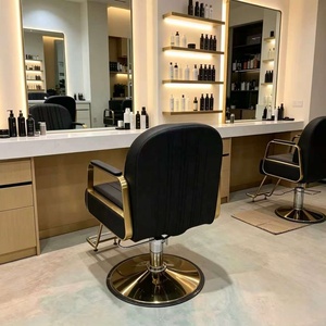 Modern White Faux Leather Barber Chair with Gold Frame Height Adjustable Hydraulic Base Salon Furniture - Product Image 6