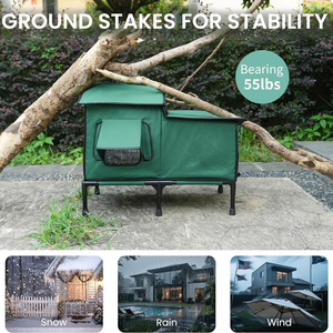Beheiztes Katzenhaus für den Winter, Luxuriöses Großes Isoliertes Wetterfestes Modernes Katzenhäuschen mit Heizmatte, Erhöhtes Haustierhaus für Hunde - Product Image 4