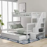Wooden Bunk Bed with Cabinet for Children and Adults