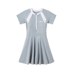 Traje de baño de una pieza para mujer, clásico, negro, blanco, con bloques de color, cuello redondo, UPF50+, para playa y aguas termales - Product Image 3