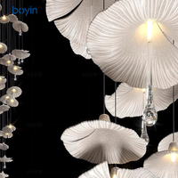 Lustre en céramique de luxe en forme de champignon, luminaire suspendu décoratif blanc pour la maison, l'hôtel, le restaurant, la décoration de hall