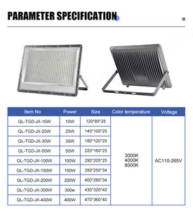 Luz de inundación LED impermeable IP65 para jardín al aire libre, patio de parque, 10W, 20W, 30W, 50W, 100W, 150W, 200W, 300W, 400W, fuente de alimentación de CA de aluminio - Product Image 2
