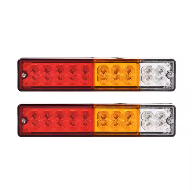 12v 24v Waterproof Truck Trailer Tail Light Kit Red-Amber-White Lighting Color for Trailer Van Truck Rv Yacht LED Tail