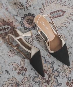 <strong>Back</strong> <strong>Sling</strong> Luxury Comfortable Pointed Toe Trendy <strong>Shoes</strong> Low New Styles <strong>Women</strong> 2025 Heels for <strong>Women</strong> - Product Image 1