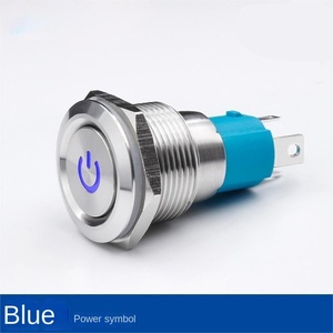 Interrupteur à bouton-poussoir 19 mm à tête plate, étanche IP65, avec anneau LED lumineux, en acier inoxydable, 1NO1NC, 3A, 220V, avec logo d'alimentation - Product Image 6