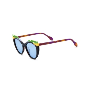 Lunettes de soleil œil de chat, monture turquoise, verres miroir roses, protection UV 100%, pour femmes adultes - Product Image 5