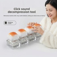 Porte-clés en plastique à interrupteur mécanique, design transparent lumineux, avec capuchon de clavier de dessin animé mignon, jouet anti-stress à clic