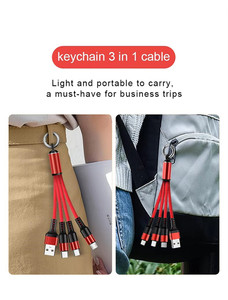 Llavero Tipo C Cable DE DATOS Logotipo personalizado Teléfono móvil Universal Nylon trenzado 3 en 1 Cable de carga <span class=keywords><strong>USB</strong></span> - Product Image 6