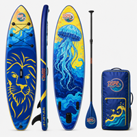 Planche de paddle gonflable de luxe avec pont en EVA, siège de kayak, pagaie, pompe et sac à dos pour l'aventure en bord de mer, en lac et en extérieur