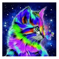 Kit di ricamo strass Super luminosi 5D pittura diamante gatto colorato fai da te per la decorazione domestica