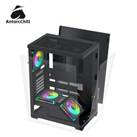 Boîtier de jeu panoramique AntarcChill Black Full Tower à double compartiment, compatible AIO 240 mm, E-ATX, ATX, MATX, ITX, USB 3.0