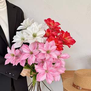 Flores Artificiales de Clematista de Seda, Alta Simulación, Decoración para Bodas y Hogar, Azul, Morado, Rosa, Rojo, Blanco, Rama Individual - Product Image 2