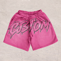 Ensemble de survêtement d'été personnalisé, coupe ample, avec impression DTG craquelée, comprenant un t-shirt court vintage délavé à l'acide et un short, ensemble 2 pièces