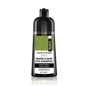 Langlebiges Herren Bartfärbemittel 3 in 1 schwarzer Shampoo Haarfärbemittel natürliche Haarfarbe Haarschleife reduzieren