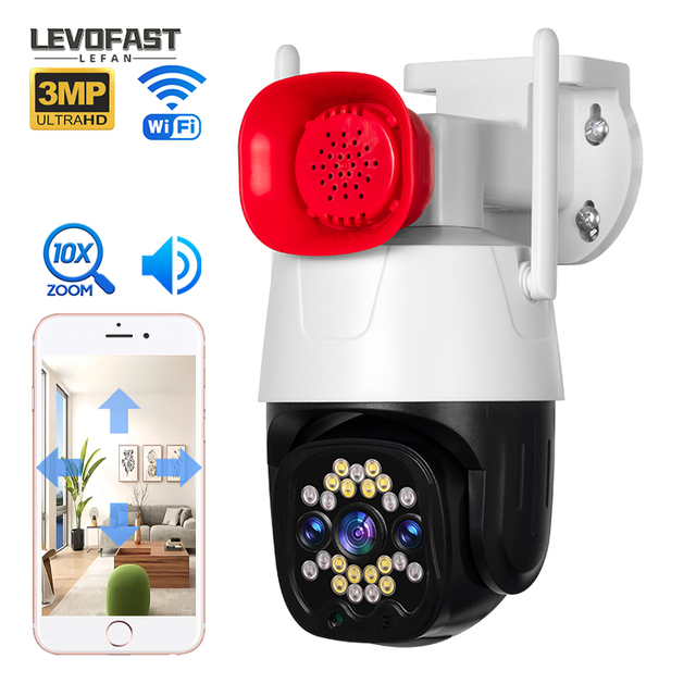 LEVOFAST Hot Sales 360 Security Zoom Ptz Ip Camera Outdoor Panoramic Wifi Network 3.5" Light Dual Light Source WIFI Camera