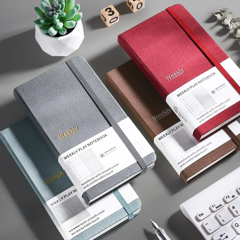 Cubierta de tela de lino A6 portátil personalizada, cuadernos diarios, diario estético de alta calidad, planificador con logotipo personalizado