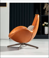 Fauteuil de loisirs moderne en tissu et similicuir PU à dossier haut, pivotant, avec base métallique, idéal pour appartement, salon, hôtel, bureau, hall d'attente