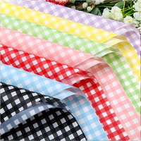 Kertas Pembungkus Bunga Motif Kotak-Kotak Matte, Pembungkus Florist Bermotif Kotak-Kotak Multi-Warna untuk Buket, Pembungkus Kado, Perlengkapan Pesta