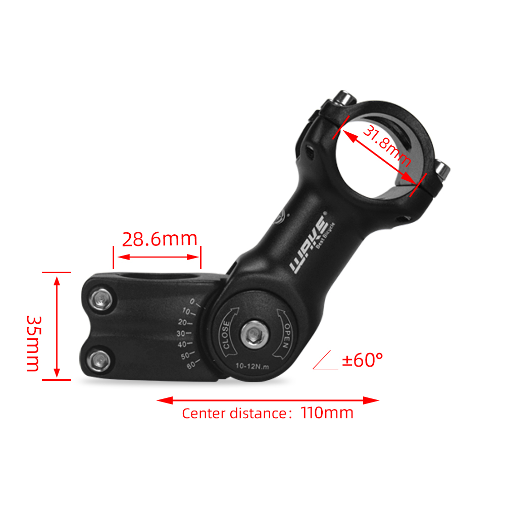 Potence Vélo Alu Réglable 25,4 Mm – Noir, Universelle (route/VTT)