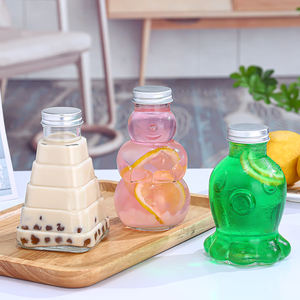 Bouteille de boisson <span class=keywords><strong>en</strong></span> verre de forme unique, arbre de Noël, bonhomme de neige, pieuvre, 300 ml, réutilisable, vente chaude - Product Image 6