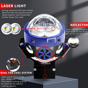 1000W เลเซอร์คู่ Bi แอลอีดีโปรเจคเตอร์3.0 LED Bi เลเซอร์โปรเจคเตอร์เลนส์แสงเลเซอร์ไฟตัดหมอกสำหรับรถยนต์ไฟสูงต่ำ6000K <span class=keywords><strong>สี</strong></span><span class=keywords><strong>ขาว</strong></span> - Product Image 4