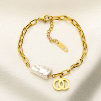 Pulsera de Acero Inoxidable con Perlas de Lujo Retro al por Mayor, Joyería de Diseño Versátil y con Personalidad, Estilo Moderno para Hombre/Mujer
