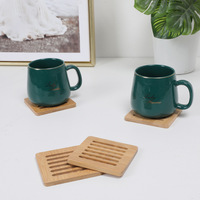 Sous-verres et porte-gobelets classiques en bambou – Tapis de table carré pour usage domestique, résistant à la chaleur, facile à nettoyer, design écologique