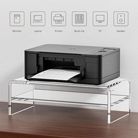Transparante Acryl Monitorstandaard Verhoger 2-laags, 13 cm hoog, Transparante Computerbureau Organizer Plank voor Multimedia PC Opslag Laptop