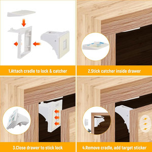 Sunnuo dễ nhất đa mục đích 3M dính con bằng chứng chốt không có ốc vít hoặc các công cụ cần thiết từ bé bằng chứng Tủ Ngăn Kéo ổ khóa - Product Image 5